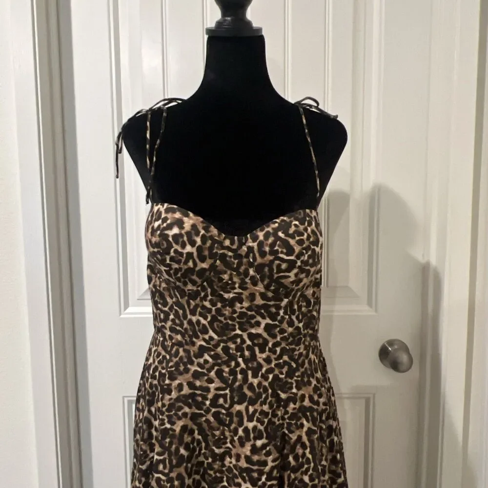 Petal & Pup Ayana Leopard Print Fit & Flare Midi Dress Size L - Picture 9 of 16